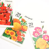 "29 Cent Pink and Yellow Rose Postage Stamps // Set of 10 // Vintage postage" - Postage Stamps in pink by Flourish Fine Writing