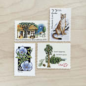 "79 cents . California vintage postage stamps . Set of 5" - Postage Stamps in green by Kristen Melchor