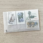 "79 cents . California vintage postage stamps . Set of 5" - Postage Stamps in green by Kristen Melchor