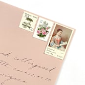 "37 Cent Pink Rose and White Lilac Garden Bouquet Postage Stamps // Set of 10 // UNUSED Vintage Stamps" - Postage Stamps in pink by Flourish Fine Writing