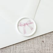 "Pink Watercolor Bow wax seal sticker | Set of 10" - Wax Seals in pink by Maria Ferrer G.