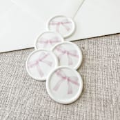 "Pink Watercolor Bow wax seal sticker | Set of 10" - Wax Seals in pink by Maria Ferrer G.
