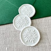 "White Christmas Snowflake wax seal sticker | Set of 10" - Wax Seals in white by Maria Ferrer G.
