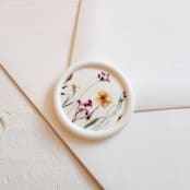 "Self-adhesive wax seal | Bright watercolor florals design - white" - Wax Seals in white by Cara Jo Knapp