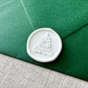 "White "Merry Christmas" Tree Calligraphy wax seal sticker | Set of 10" - Wax Seals in white by Maria Ferrer G.