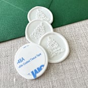 "White "Merry Christmas" Tree Calligraphy wax seal sticker | Set of 10" - Wax Seals in white by Maria Ferrer G.