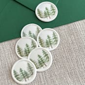 "Evergreen pine forest wax seal stickers |Set of 10" - Wax Seals in white by Maria Ferrer G.