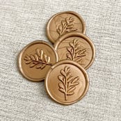"Branch self-adhesive wax seal in antique gold | Set of 10" - Wax Seals in bronze by Maria Ferrer G.