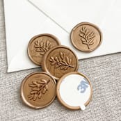 "Branch self-adhesive wax seal in antique gold | Set of 10" - Wax Seals in bronze by Maria Ferrer G.