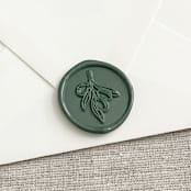 "Olive branch self-adhesive wax seal in olive green | Set of 10" - Wax Seals in green by Maria Ferrer G.