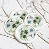 "Blue Watercolor Floral Vellum Wax Seals | Set of 25" - Wax Seals in blue by Clove and Cedar Design