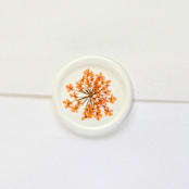 "Queen Anne's Lace- Orange Dried and Pressed Florals on White - Customizable Shape- Set of 25 Wax Seals" - Wax Seals in multicolor by Inkspiringletters