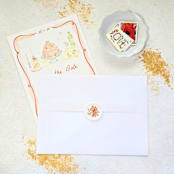 "Queen Anne's Lace- Orange Dried and Pressed Florals on White - Customizable Shape- Set of 25 Wax Seals" - Wax Seals in multicolor by Inkspiringletters