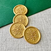 "Classic Gold Snowflake wax seal sticker | Set of 10" - Wax Seals in gold by Maria Ferrer G.