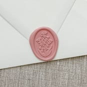 "Lily of the valley oval wax seal stickers in dusty rose | Set of 10" - Wax Seals in pink by Maria Ferrer G.