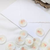 "Blush & Ivory- Vellum- Customizable Shape- Set of 25  Hand-crafted Wax Seals with Organic Dried Florals" - Wax Seals in clear by Inkspiringletters