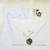 "Baby's Breath- Customizable Wax Color- Set of 25 Hand-crafted Wax Seals with Pressed Florals and Gold Leaf Accents" - Wax Seals in multicolor by Inkspiringletters