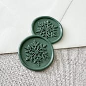 "Olive Green Christmas Snowflake wax seal sticker | Set of 10" - Wax Seals in green by Maria Ferrer G.