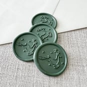 "Olive Green Christmas Reindeer wax seal sticker | Set of 10" - Wax Seals in green by Maria Ferrer G.