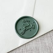 "Olive Green Christmas Reindeer wax seal sticker | Set of 10" - Wax Seals in green by Maria Ferrer G.