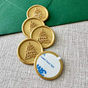 "Classic Gold "Merry Christmas" tree calligraphy wax seal sticker | Set of 10" - Wax Seals in gold by Maria Ferrer G.