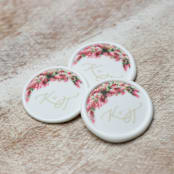 "Custom Pink Bougainvillea Script Monogram Wax Seals | Set of 25" - Wax Seals in multicolor by Clove and Cedar Design