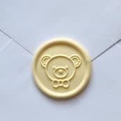 "Customizable Color Teddy Bear Self-adhesive Wax Seals, Set of 5" - Wax Seals in pink by MC silverlinings