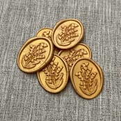 "Lily of the valley oval wax seal stickers in yellow gold | Set of 10" - Wax Seals in gold by Maria Ferrer G.