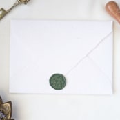 "Poinsettia Wreath- Customizable Color- Set of 25  Hand-crafted Wax Seals" - Wax Seals in green by Inkspiringletters