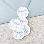 "Blue Watercolor Bow wax seal sticker | Set of 10" - Wax Seals in blue by Maria Ferrer G.