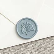 "Rose self-adhesive wax seal in dusty blue | Set of 10" - Wax Seals in blue by Maria Ferrer G.