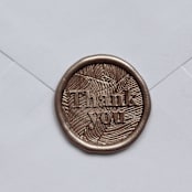 "Customizable Color Thank You Print Self-Adhesive Wax Seals, Set of 5" - Wax Seals in gold by MC silverlinings