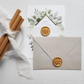 "Customizable Color Thank You Print Self-Adhesive Wax Seals, Set of 5" - Wax Seals in gold by MC silverlinings
