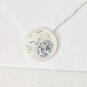 "Rose Toile- A Blue-Gray Floral Toile Pattern on Vellum Wax- Set of 25  Hand-crafted Wax Seals" - Wax Seals in clear by Inkspiringletters
