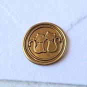 "Kissing Cats- Customizable Color- Set of 25 Hand-crafted Wax Seals" - Wax Seals in multicolor by Inkspiringletters