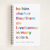 "Pronouns" - Notebook in Crimson by Jennifer Lew - Front