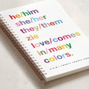 "Pronouns" - Notebook in Crimson by Jennifer Lew - Binding Detail