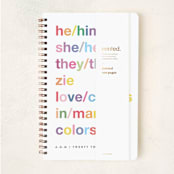 "Pronouns" - Notebook in Crimson by Jennifer Lew - Wrap