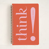 "think!" - Notebook in Pink Raspberry by Christie Garcia - Front