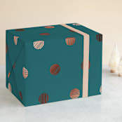 "Lined Dots" - Wrapping Paper in Blue Spruce by Liz Conley - Front