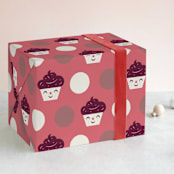 "Sweet Cupcakes" - Wrapping Paper in Stawberry by Bob Daly - Front