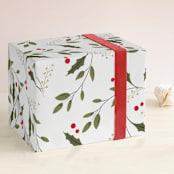 "Holly & Vines" - Wrapping Paper in Crimson by Susan Moyal - Front