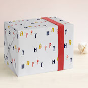 "Happy" - Wrapping Paper in Bold by Blustery August - Front