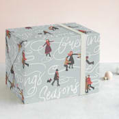 "Winter Skate" - Wrapping Paper in Icicle by Meggy Masters - Front