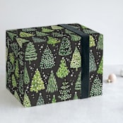 "Decorated Christmas trees" - Wrapping Paper in Evergreen by Rosana Laiz Blursbyai - Front