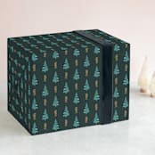 "Zigzag Trees" - Wrapping Paper in Pine by Tishya Oedit - Front