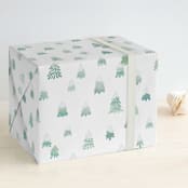 "Frosted Trees" - Wrapping Paper in Snow Caps by Hooray Creative - Front