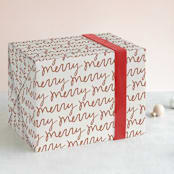 "Merry Merry" - Wrapping Paper in Terracotta by Kelly Watkins - Front