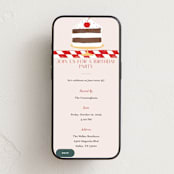 "Birthday Cake" - Online Birthday Invitations in Red Checker by Maja Cunningham - Mobile layout