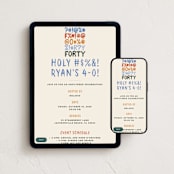 "F is for Forty" - Online Birthday Invitations in Eggshell by 2birdstone - Mobile + desktop layout